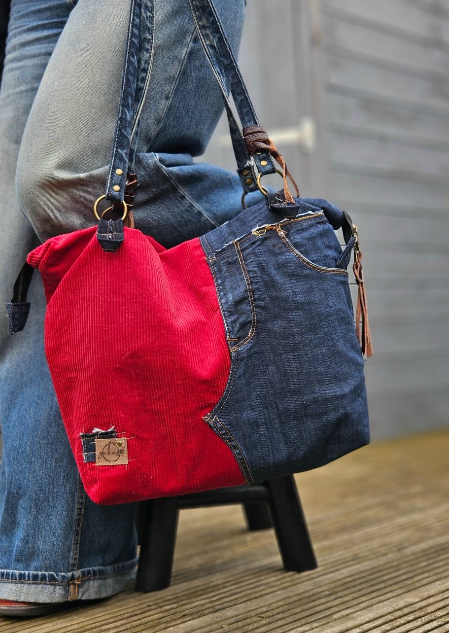 Large denim upcycled Tote Bag