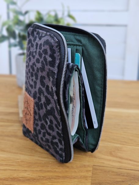 Zip wallet Animal print zip wallet open with cards and cash inside, compact everyday wallet by Gabus81