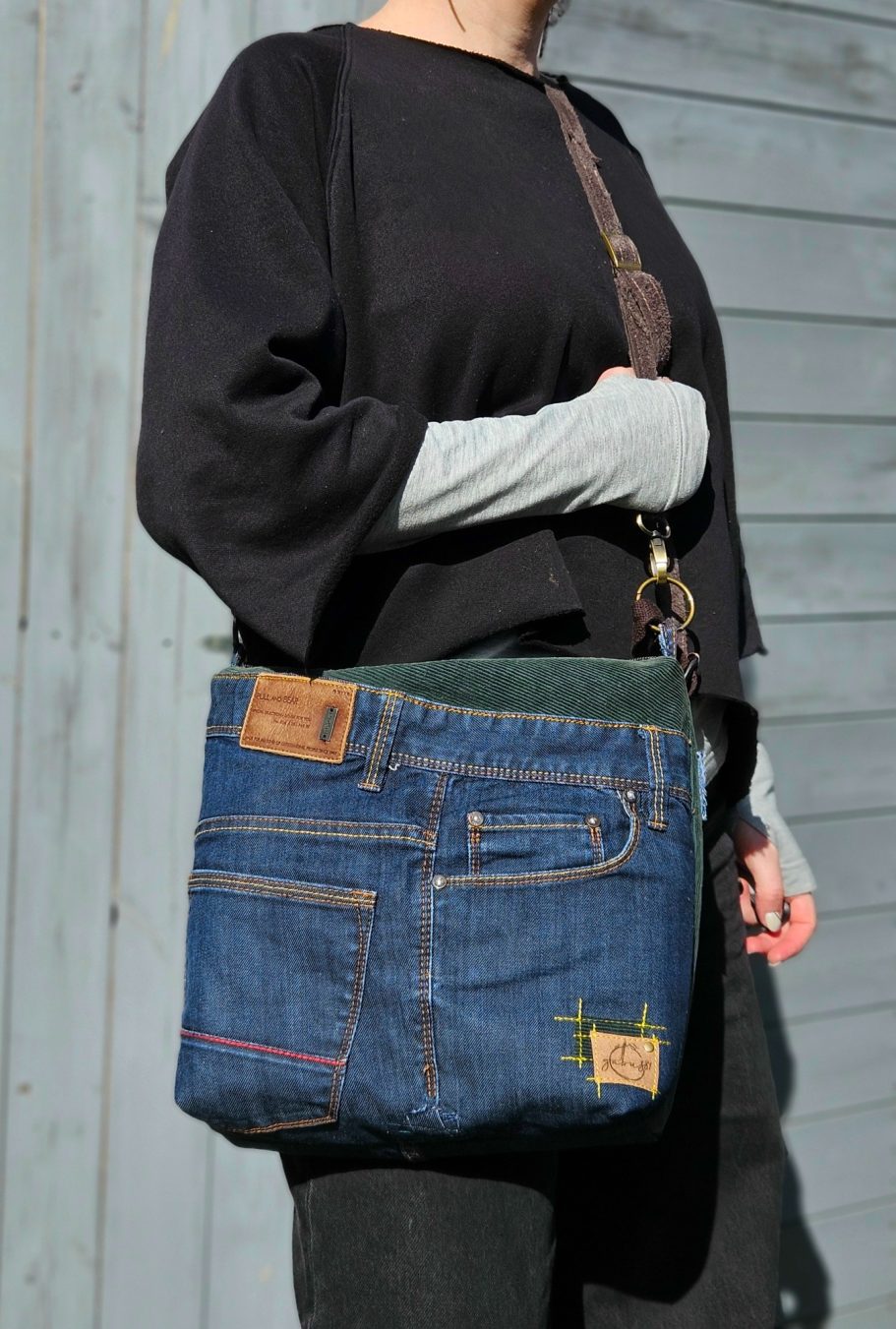 Denim crossbody bag Gabus81 Denim crossbody bag worn crossbody, everyday hands free style for women
